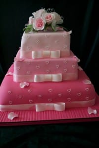 Pink Sugar Rose Ombre Wedding Cake