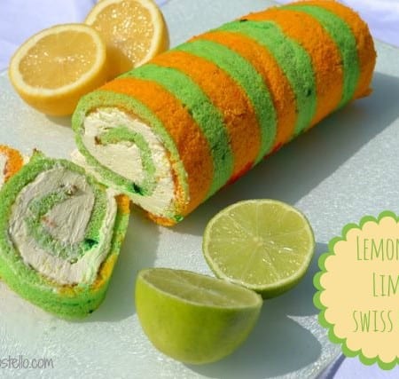 lemon lime coloured cake swiss roll rainbow