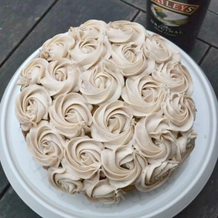 Piped Roses on Baileys Cheesecake Cake